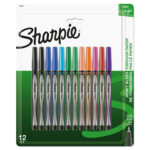 Sharpie® Water-resistant Ink Porous Point Pen, Stick, Fine 0.4 Mm, Black Ink, Black-gray Barrel, Dozen freeshipping - TVN Wholesale