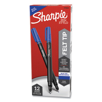 Sharpie® Water-resistant Ink Porous Point Pen, Stick, Fine 0.4 Mm, Blue Ink, Black-gray-blue Barrel, Dozen freeshipping - TVN Wholesale