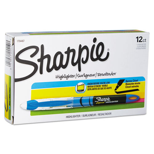 Sharpie® Liquid Pen Style Highlighters, Fluorescent Blue Ink, Chisel Tip, Blue-black-clear Barrel, Dozen freeshipping - TVN Wholesale