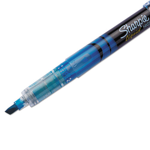 Sharpie® Liquid Pen Style Highlighters, Fluorescent Blue Ink, Chisel Tip, Blue-black-clear Barrel, Dozen freeshipping - TVN Wholesale