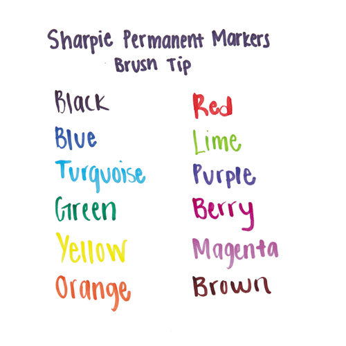 Sharpie® Brush Tip Permanent Marker, Medium Brush Tip, Black, Dozen freeshipping - TVN Wholesale
