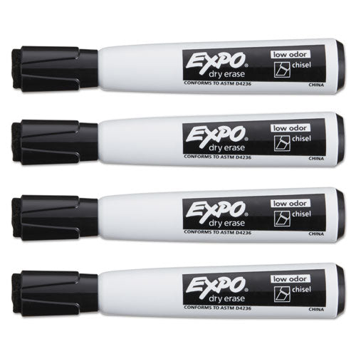 EXPO® Magnetic Dry Erase Marker, Broad Chisel Tip, Black, 4-pack freeshipping - TVN Wholesale