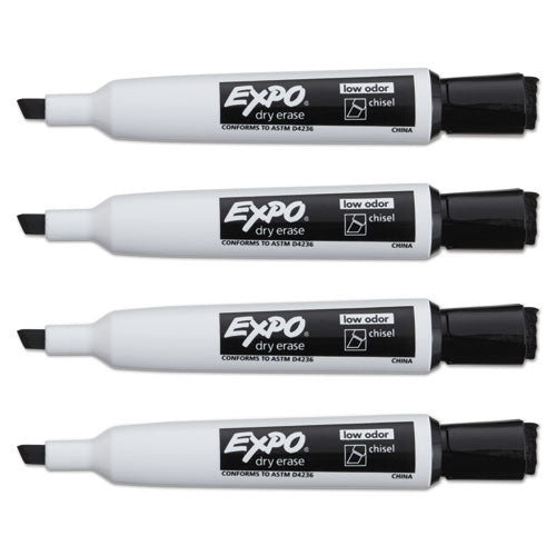EXPO® Magnetic Dry Erase Marker, Broad Chisel Tip, Black, 4-pack freeshipping - TVN Wholesale