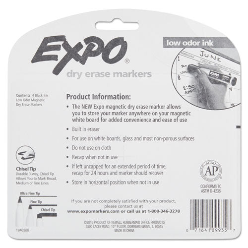 EXPO® Magnetic Dry Erase Marker, Broad Chisel Tip, Black, 4-pack freeshipping - TVN Wholesale