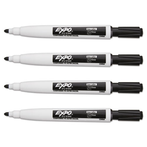 EXPO® Magnetic Dry Erase Marker, Fine Bullet Tip, Black, 4-pack freeshipping - TVN Wholesale