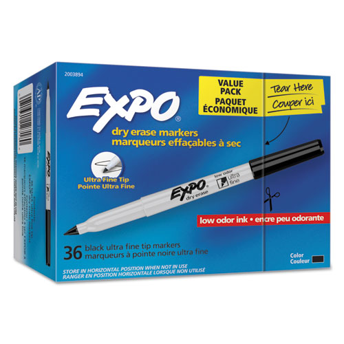 EXPO® Low-odor Dry Erase Marker Office Value Pack, Extra-fine Needle Tip, Black, 36-pack freeshipping - TVN Wholesale