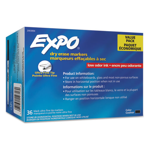 EXPO® Low-odor Dry Erase Marker Office Value Pack, Extra-fine Needle Tip, Black, 36-pack freeshipping - TVN Wholesale