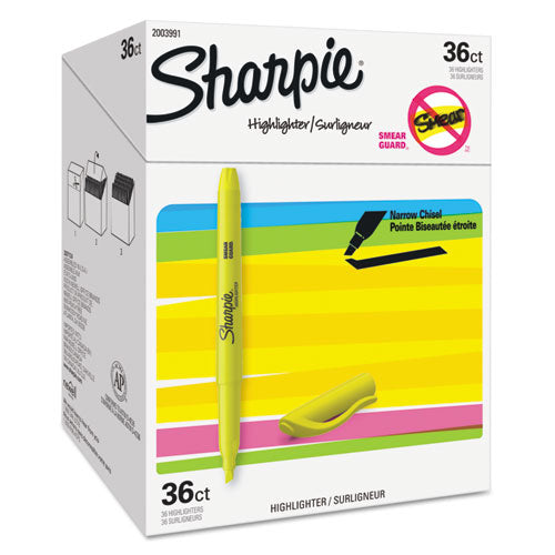 Sharpie® Pocket Style Highlighter Value Pack, Yellow Ink, Chisel Tip, Yellow Barrel, 36-pack freeshipping - TVN Wholesale