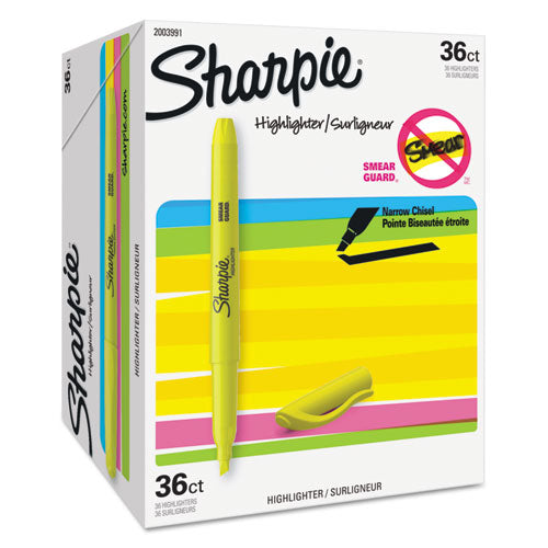 Sharpie® Pocket Style Highlighter Value Pack, Yellow Ink, Chisel Tip, Yellow Barrel, 36-pack freeshipping - TVN Wholesale