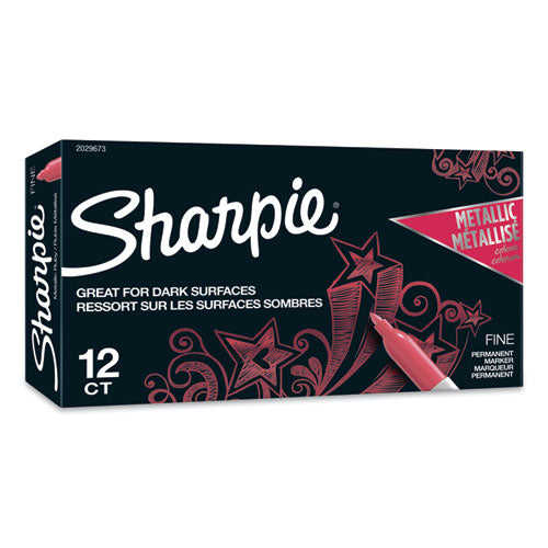 Sharpie® Metallic Fine Point Permanent Markers, Fine Bullet Tip, Red, Dozen freeshipping - TVN Wholesale