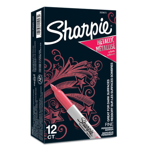 Sharpie® Metallic Fine Point Permanent Markers, Fine Bullet Tip, Red, Dozen freeshipping - TVN Wholesale