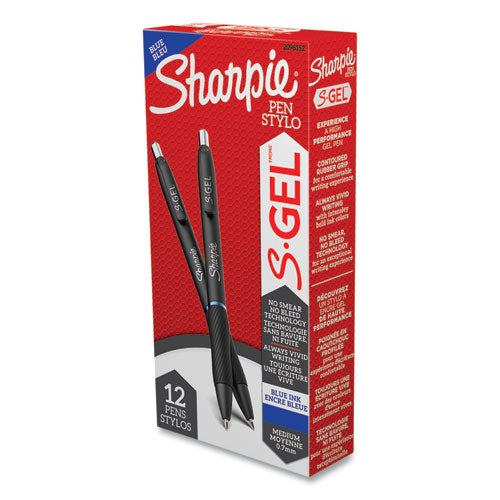 Sharpie® S-Gel™ S-gel High-performance Gel Pen, Retractable, Medium 0.7 Mm, Blue Ink, Black Barrel, Dozen freeshipping - TVN Wholesale