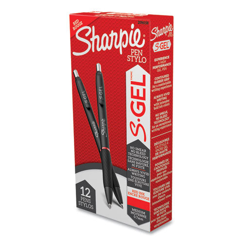 Sharpie® S-Gel™ S-gel High-performance Gel Pen, Retractable, Medium 0.7 Mm, Red Ink, Black Barrel, Dozen freeshipping - TVN Wholesale