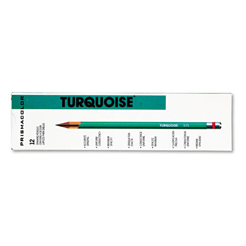 Prismacolor® Turquoise Drawing Pencil, 2 Mm, 4b, Black Lead, Turquoise Barrel, Dozen freeshipping - TVN Wholesale