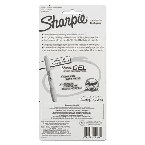Sharpie® Tank Style Highlighters, Fluorescent Yellow Ink, Chisel Tip, Yellow Barrel, 4-set freeshipping - TVN Wholesale