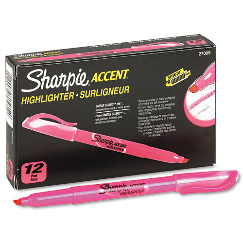 Sharpie® Pocket Style Highlighters, Fluorescent Pink Ink, Chisel Tip, Pink Barrel, Dozen freeshipping - TVN Wholesale