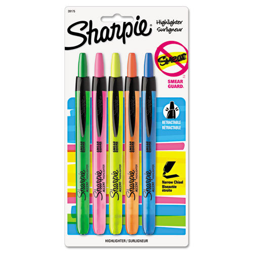 Sharpie® Retractable Highlighters, Fluorescent Yellow Ink, Chisel Tip, Yellow-black Barrel, Dozen freeshipping - TVN Wholesale