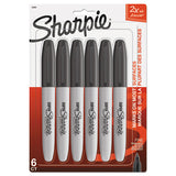 Sharpie® Super Permanent Marker, Fine Bullet Tip, Black, 6-pack freeshipping - TVN Wholesale