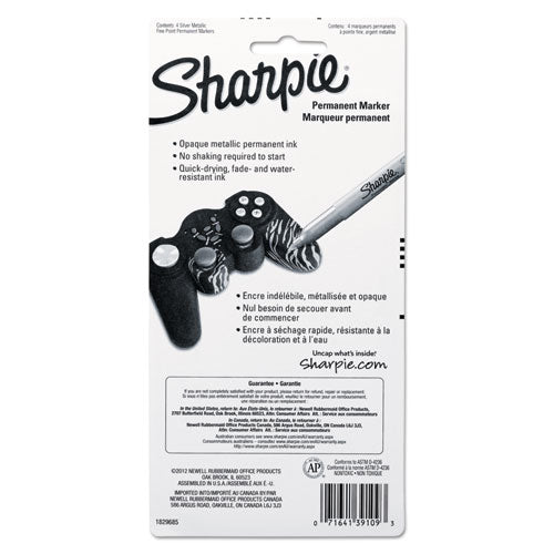Sharpie® Metallic Fine Point Permanent Markers, Fine Bullet Tip, Metallic Silver, 4-pack freeshipping - TVN Wholesale