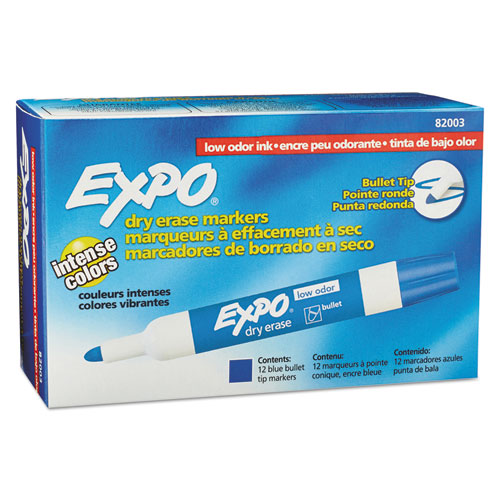EXPO® Low-odor Dry-erase Marker, Medium Bullet Tip, Blue, Dozen freeshipping - TVN Wholesale