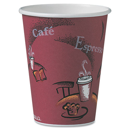 Dart® Solo Paper Hot Drink Cups In Bistro Design, 10 Oz, Maroon, 1,000-carton freeshipping - TVN Wholesale
