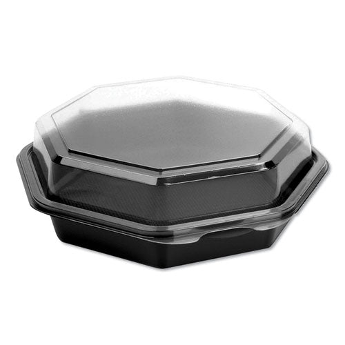 Dart® Octaview Hinged-lid Cold Food Containers, 42 Oz, 9.57 X 9.2 X 3.2, Black-clear, 100-carton freeshipping - TVN Wholesale