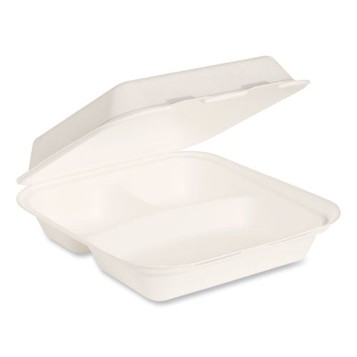 Dart® Bare By Solo Eco-forward Bagasse Hinged Lid Containers, 3-compartment, 9.6 X 9.4 X 3.2, Ivory, 200-carton freeshipping - TVN Wholesale
