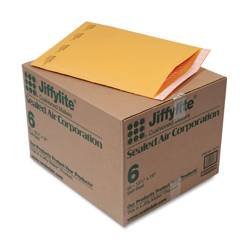 Sealed Air Jiffylite Self-seal Bubble Mailer, #6, Barrier Bubble Lining, Self-adhesive Closure, 12.5 X 19, Golden Brown Kraft, 50-carton freeshipping - TVN Wholesale