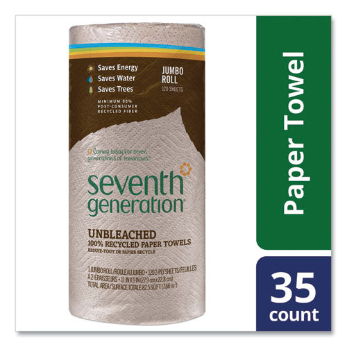Seventh Generation® Natural Unbleached 100% Recycled Paper Kitchen Towel Rolls,11 X 9,120 Sheets-rl,30 Rl-ct freeshipping - TVN Wholesale