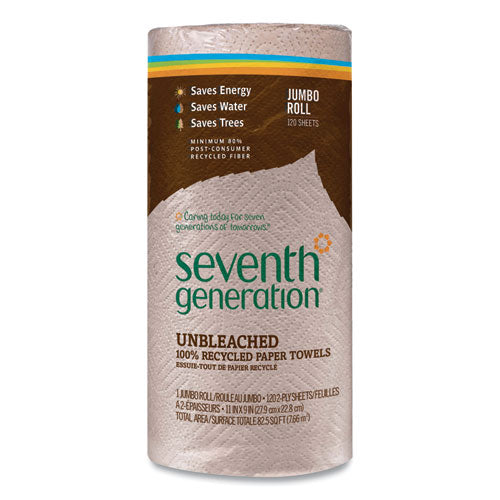 Seventh Generation® Natural Unbleached 100% Recycled Paper Kitchen Towel Rolls, 11 X 9, 120 Sheets-roll freeshipping - TVN Wholesale