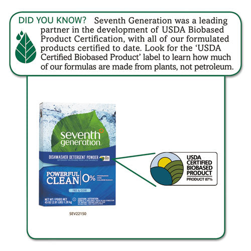 Seventh Generation® Automatic Dishwasher Powder, Free And Clear, 45oz Box, 12-carton freeshipping - TVN Wholesale
