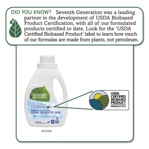 Seventh Generation® Natural 2x Concentrate Liquid Laundry Detergent, Free-clear, 33 Loads, 50oz,6-ct freeshipping - TVN Wholesale