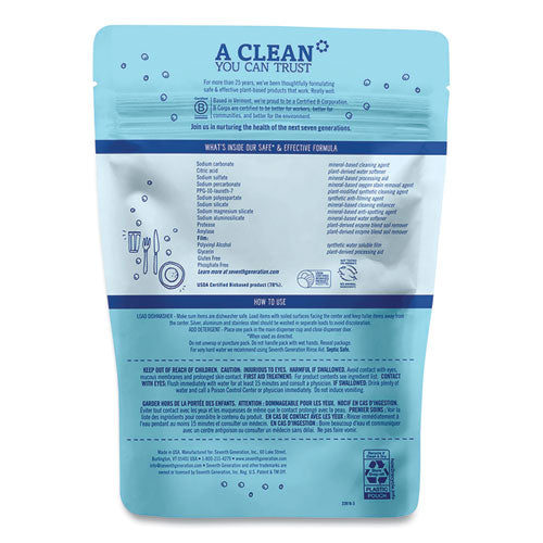 Seventh Generation® Natural Dishwasher Detergent Concentrated Packs, Free And Clear, 20 Packets-pack freeshipping - TVN Wholesale