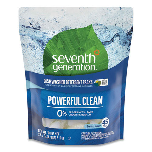 Seventh Generation® Natural Dishwasher Detergent Concentrated Packs, Free And Clear, 45 Packets-pack freeshipping - TVN Wholesale