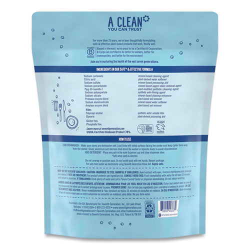 Seventh Generation® Natural Dishwasher Detergent Concentrated Packs, Free And Clear, 45-pack, 8 Packs-carton freeshipping - TVN Wholesale