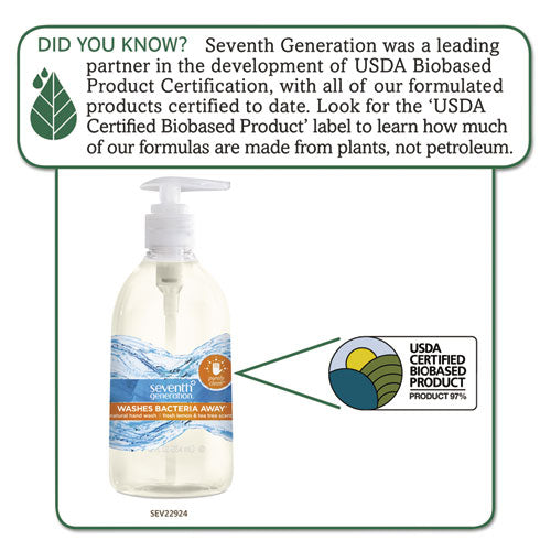 Seventh Generation® Natural Hand Wash, Purely Clean, Fresh Lemon And Tea Tree, 12 Oz Pump Bottle, 8-carton freeshipping - TVN Wholesale