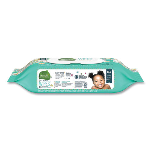 Seventh Generation® Free And Clear Baby Wipes, Unscented, White, 64-pack freeshipping - TVN Wholesale