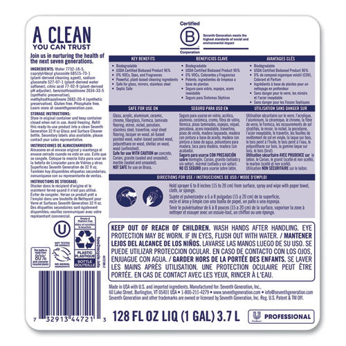 Seventh Generation® Professional Glass And Surface Cleaner, Free And Clear, 1 Gal Bottle, 2-carton freeshipping - TVN Wholesale