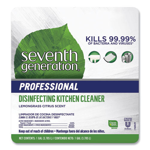 Seventh Generation® Professional Disinfecting Kitchen Cleaner, Lemongrass Citrus, 1 Gal Bottle, 2-carton freeshipping - TVN Wholesale