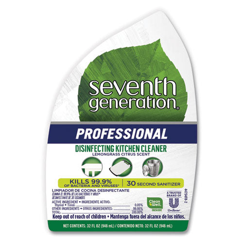 Seventh Generation® Professional Disinfecting Kitchen Cleaner, Lemongrass Citrus, 32 Oz Spray Bottle freeshipping - TVN Wholesale
