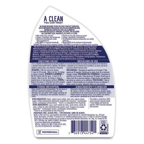 Seventh Generation® Professional Disinfecting Kitchen Cleaner, Lemongrass Citrus, 32 Oz Spray Bottle freeshipping - TVN Wholesale