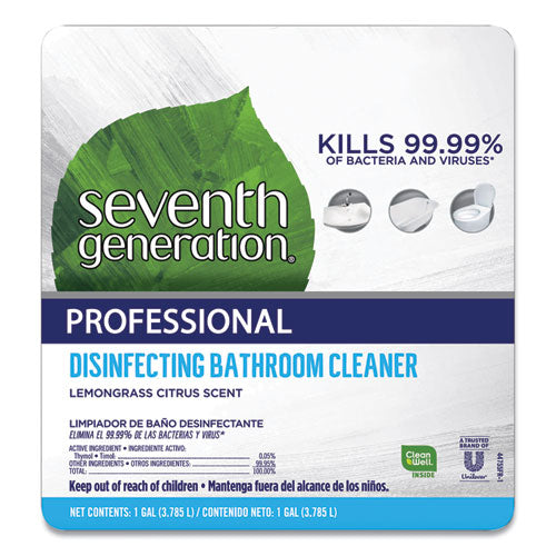 Seventh Generation® Professional Disinfecting Bathroom Cleaner, Lemongrass Citrus, 1 Gal Bottle, 2-carton freeshipping - TVN Wholesale