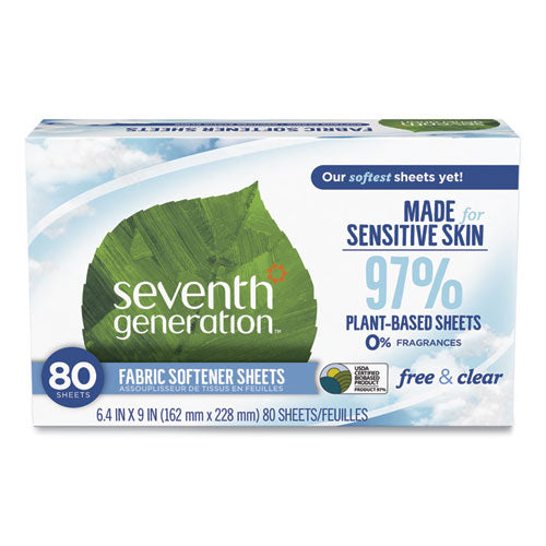 Seventh Generation® Natural Fabric Softener Sheets, Unscented, 80 Sheets-box freeshipping - TVN Wholesale