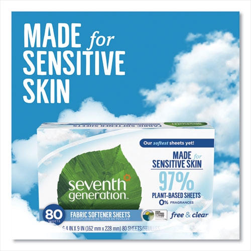 Seventh Generation® Natural Fabric Softener Sheets, Unscented, 80 Sheets-box freeshipping - TVN Wholesale