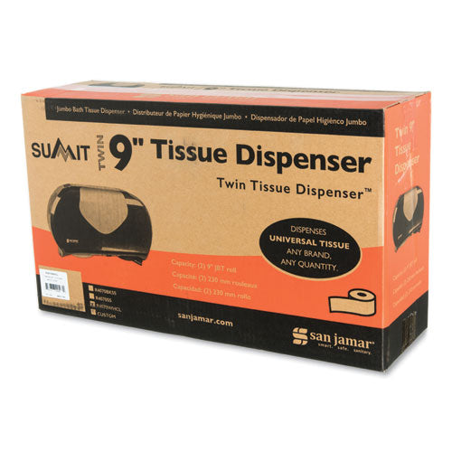 San Jamar® Twin Jumbo Bath Tissue Dispenser, 19 1-4 X 6 X 12 1-4, White-clear freeshipping - TVN Wholesale