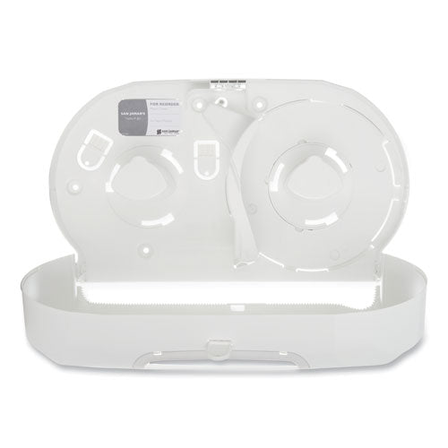 San Jamar® Twin Jumbo Bath Tissue Dispenser, 19 1-4 X 6 X 12 1-4, White-clear freeshipping - TVN Wholesale