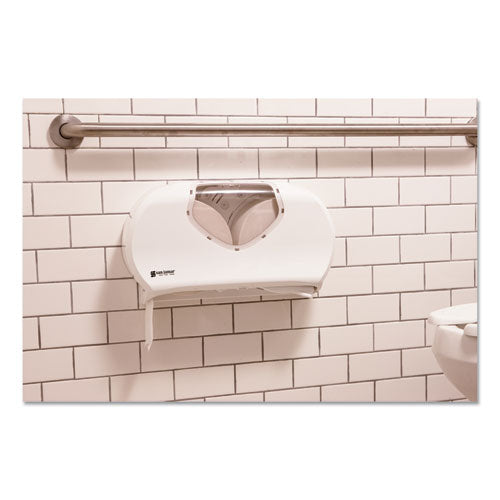San Jamar® Twin Jumbo Bath Tissue Dispenser, 19 1-4 X 6 X 12 1-4, White-clear freeshipping - TVN Wholesale