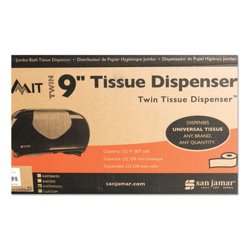 San Jamar® Twin Jumbo Bath Tissue Dispenser, 19 1-4 X 6 X 12 1-4, White-clear freeshipping - TVN Wholesale