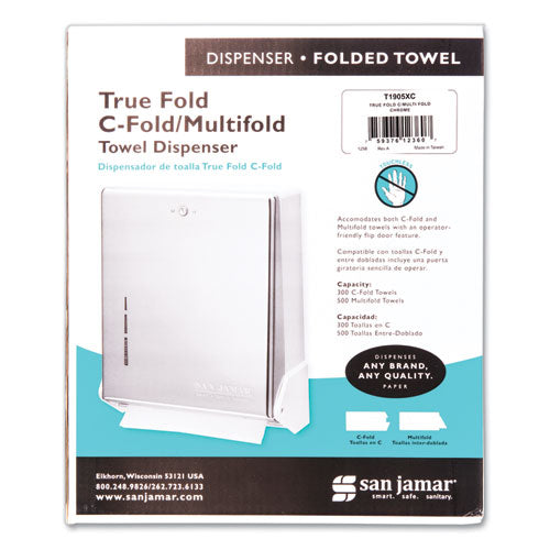 San Jamar® True Fold C-fold-multifold Paper Towel Dispenser, 11.63 X 5 X 14.5, Chrome freeshipping - TVN Wholesale