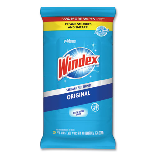 Windex® Glass And Surface Wet Wipe, Cloth, 7 X 8, 38-pack, 12 Packs-carton freeshipping - TVN Wholesale